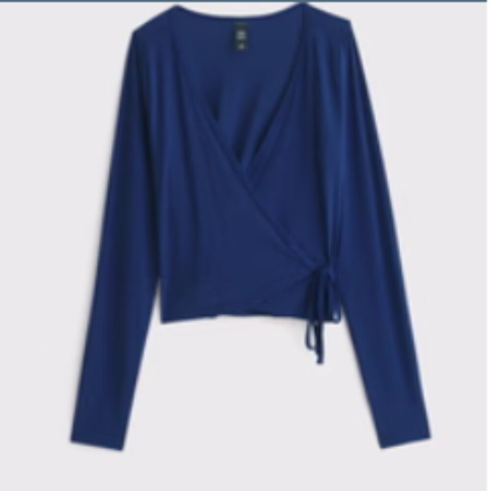 NWT Abercrombie YPB Long-Sleeve Mesh Wrap Top